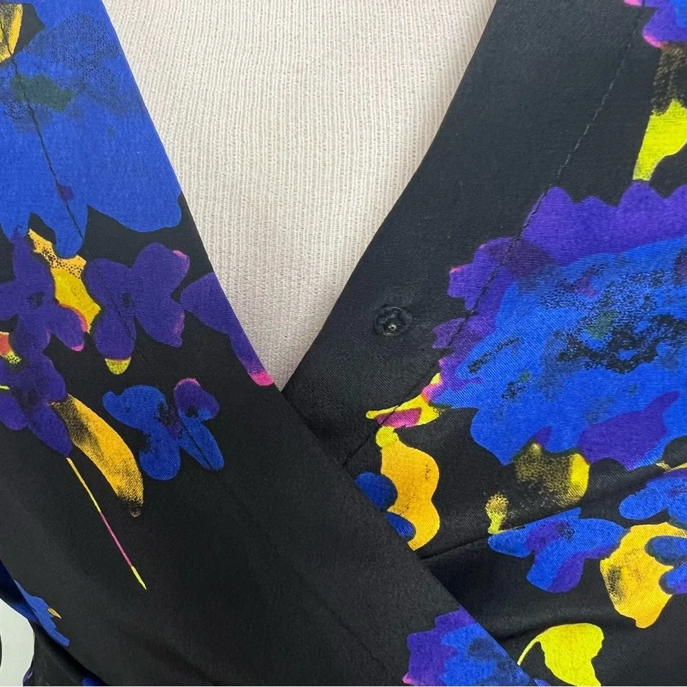 Yumi Kim 100% Silk Floral V-Neck Midi Wrap Dress Women’s Size Small - Picture 4 of 14